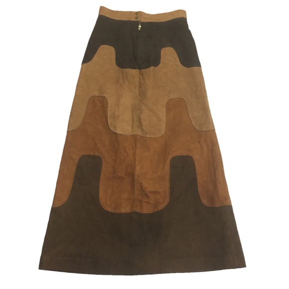 VTGWorld Knits Cowgirl Leather Hippie Maxi Skirt